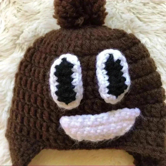 Poop Emoji Baby Winter Hat  Size 3-6 Months - Picture 3 of 7